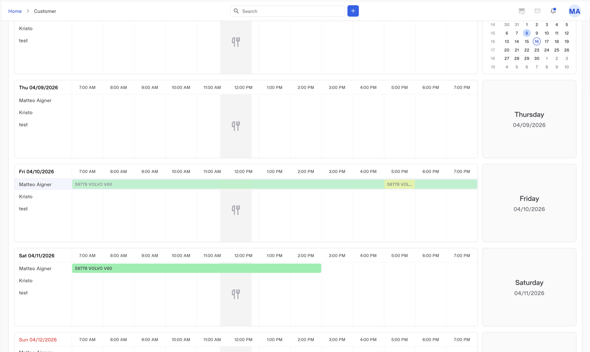 Smart calendar with daily schedule